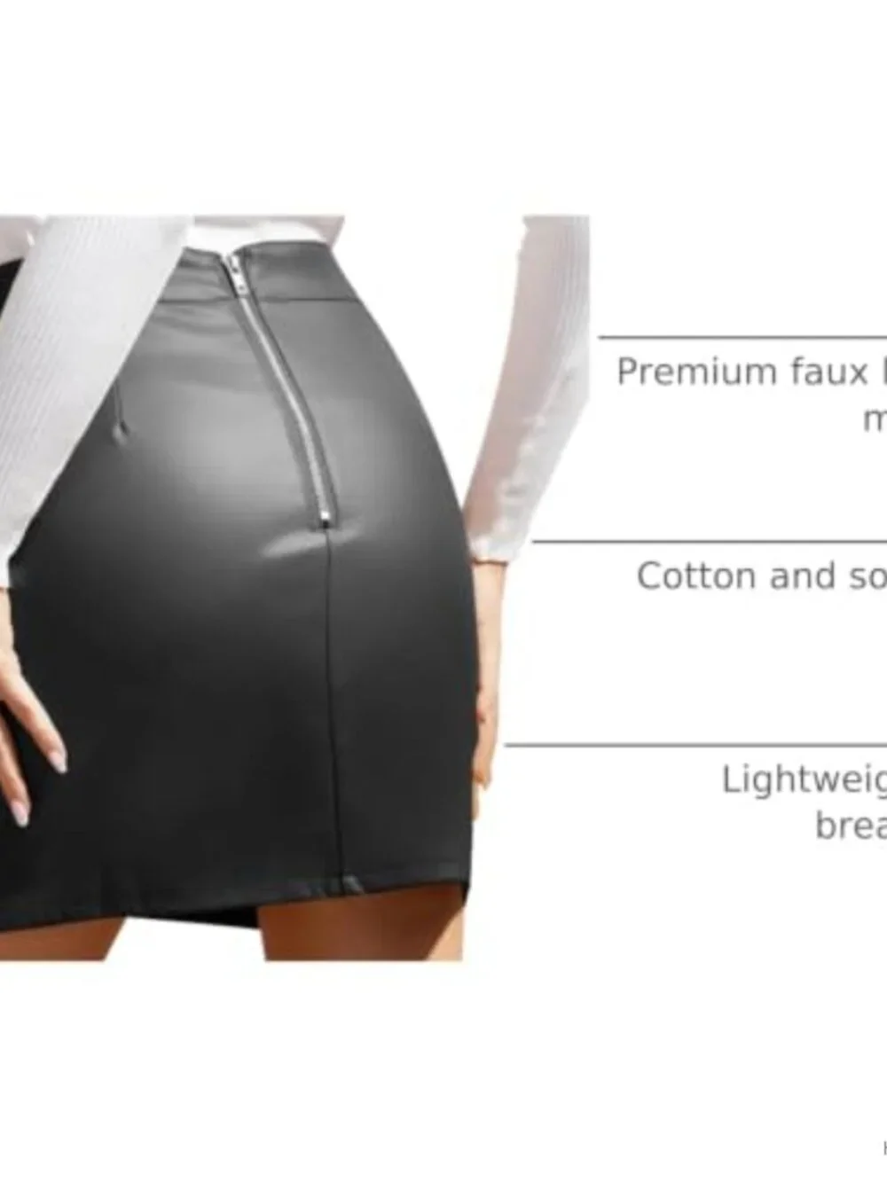 Women's Faux Leather High Waisted Bodycon Pencil Mini Skirt with Built-in Shorts